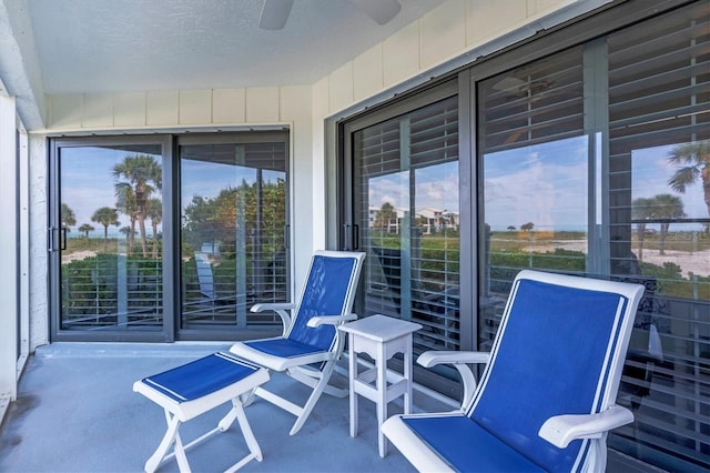 view of patio / terrace featuring ceiling fan