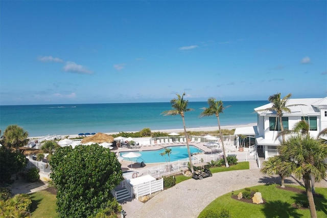 water view with a view of the beach