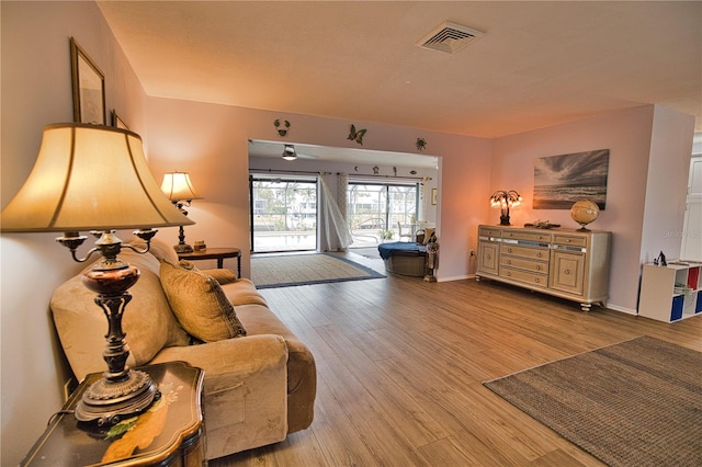 living room featuring light hardwood / wood-style floors