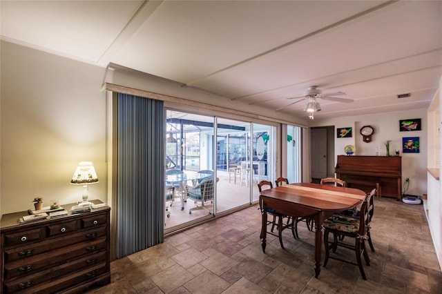 dining room with ceiling fan