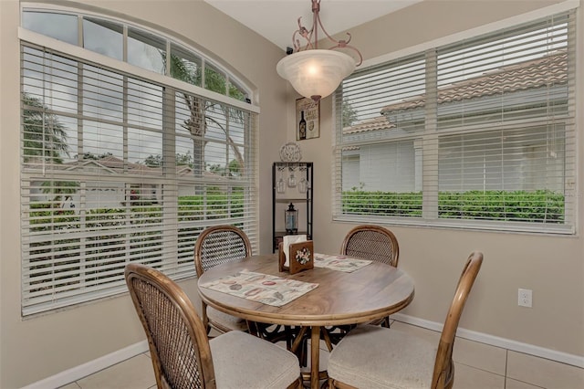 dining room with light tile patterned floors