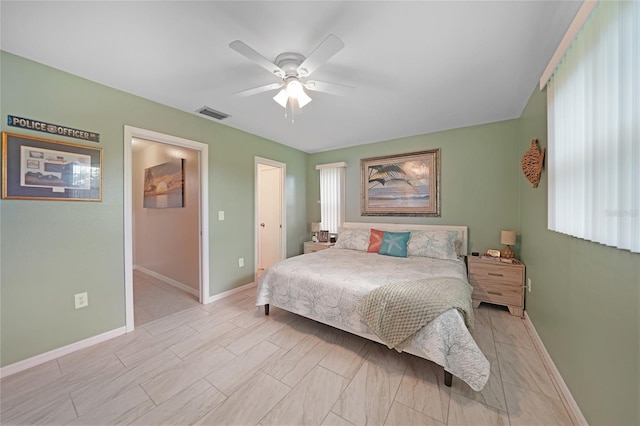 bedroom featuring ceiling fan