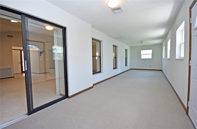 spare room featuring light carpet