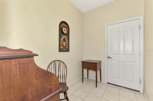 living area featuring light tile patterned floors