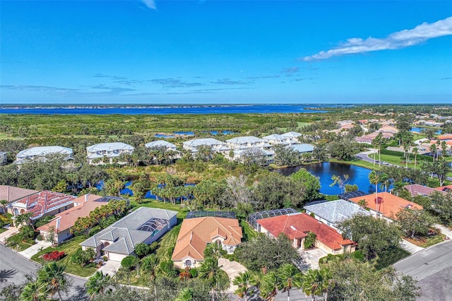 bird's eye view featuring a water view