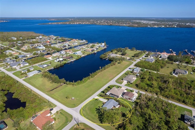 bird's eye view featuring a water view