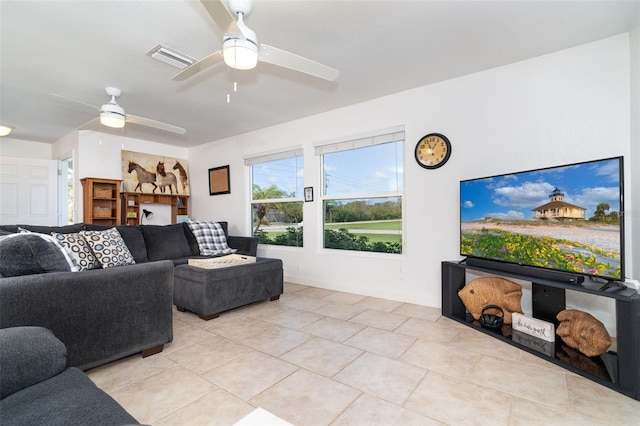 view of tiled living room