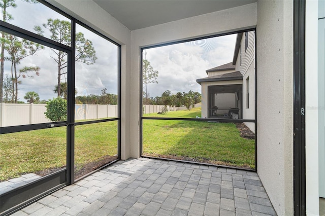 view of unfurnished sunroom