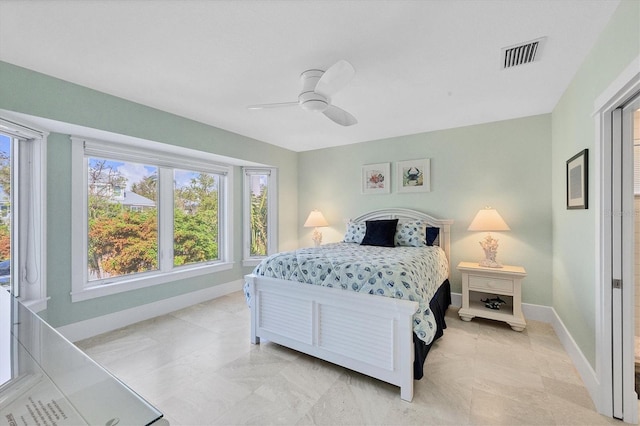 bedroom featuring ceiling fan