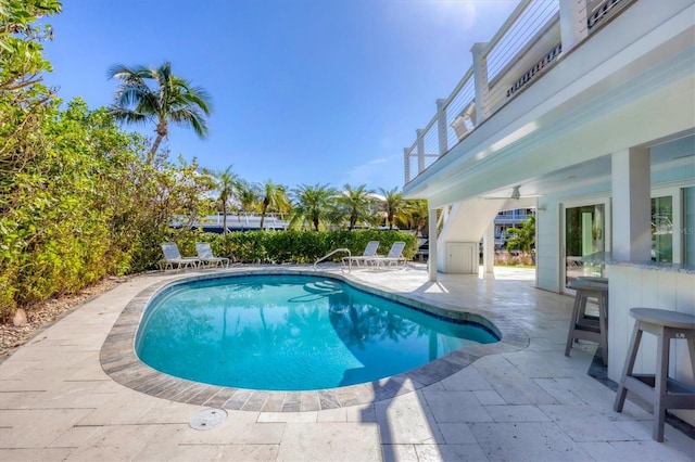 view of pool featuring a patio