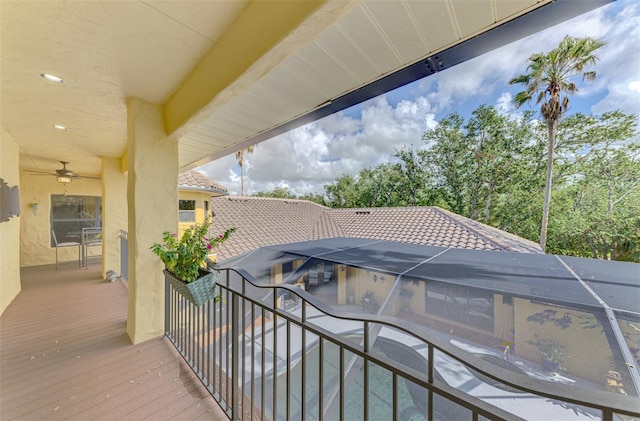 deck with ceiling fan and a lanai