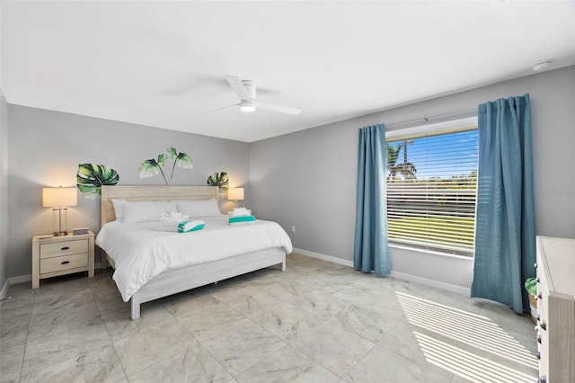 bedroom featuring ceiling fan