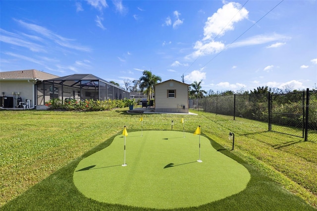 view of property's community featuring a lawn