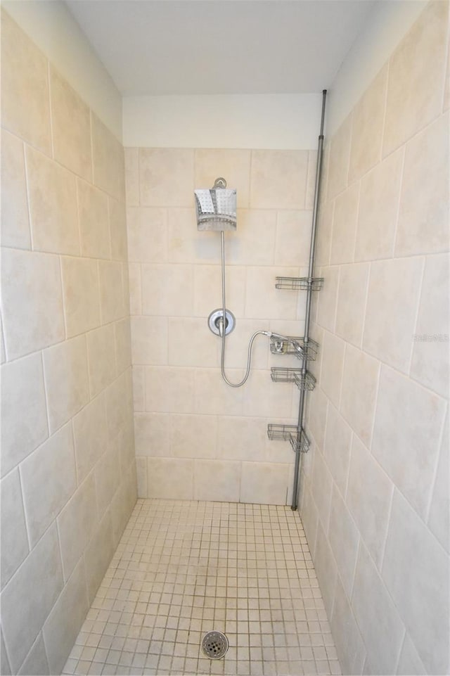 bathroom featuring a tile shower