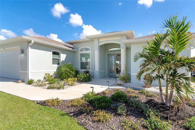 exterior space featuring a garage