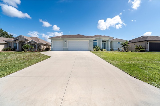 view of front of home featuring a garage and a front yard