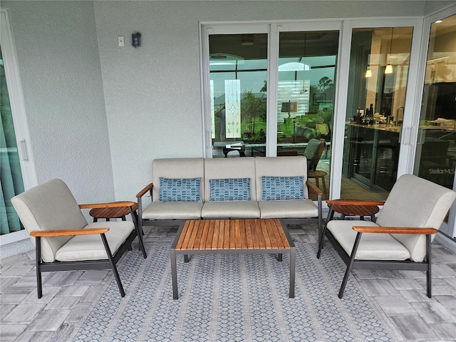 view of patio featuring an outdoor hangout area