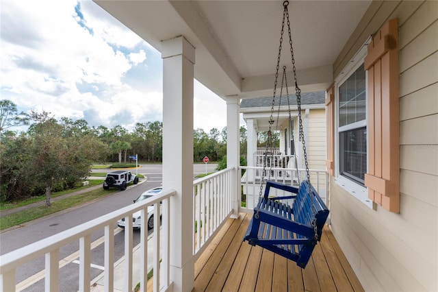 deck featuring covered porch