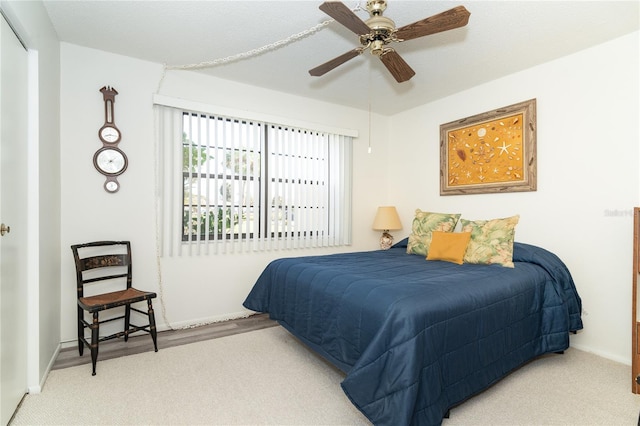 bedroom with carpet and ceiling fan