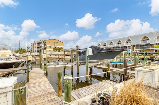 view of dock featuring a water view