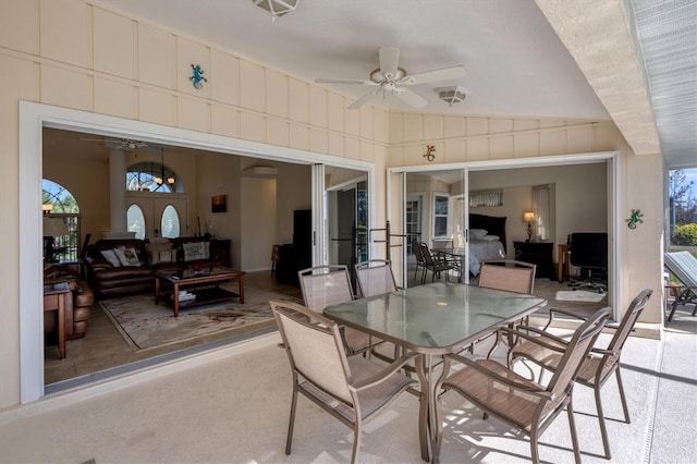 view of patio with outdoor lounge area and ceiling fan