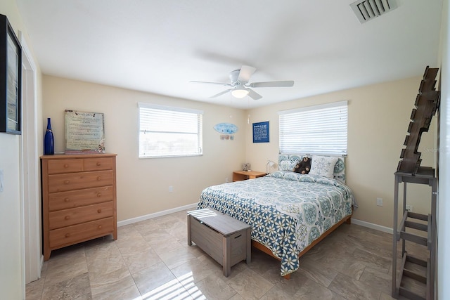 bedroom featuring ceiling fan