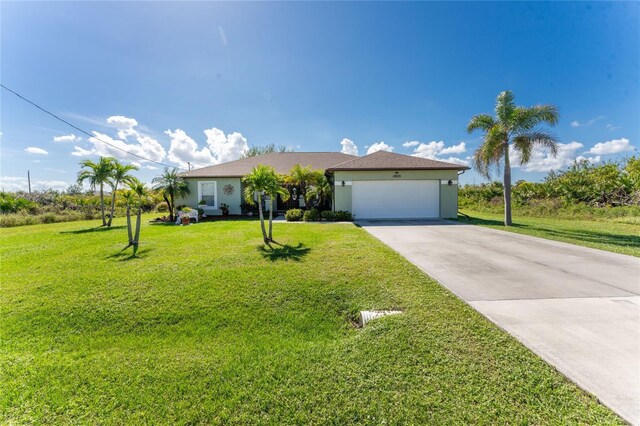 13515 Keystone Blvd, Port Charlotte, FL 33981 - ranch-style home featuring a garage, stucco siding, driveway, and a front yard