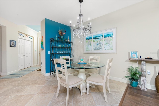 dining area with a chandelier