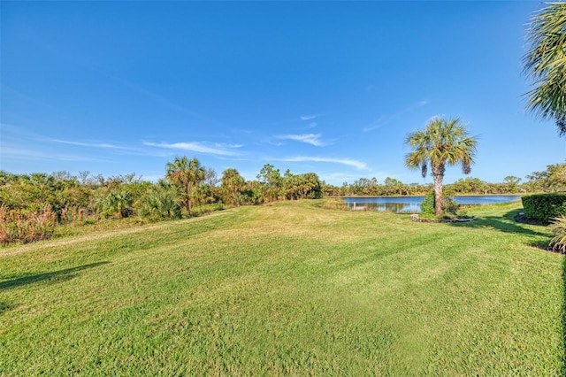 view of yard featuring a water view