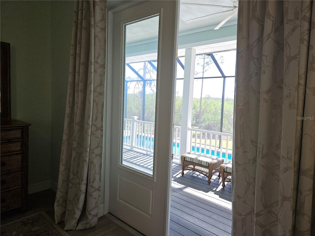 doorway to outside with hardwood / wood-style flooring