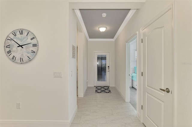 hallway with ornamental molding