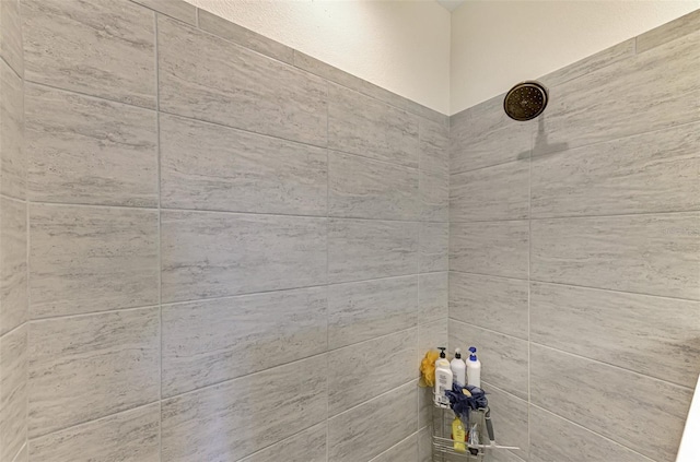 interior details featuring tiled shower