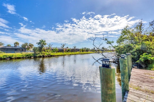 dock area featuring a water view