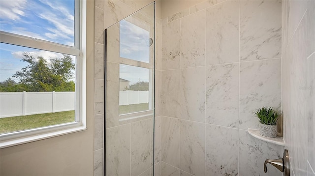 interior space featuring walk in shower