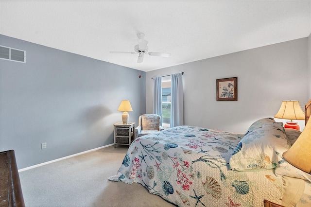 bedroom with carpet and ceiling fan