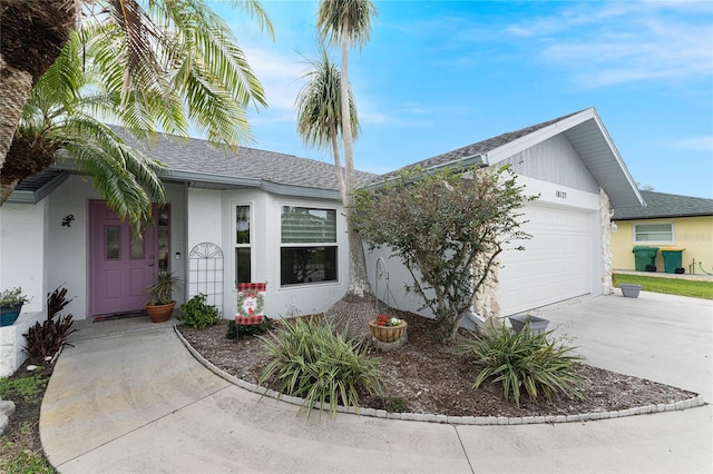 single story home with a garage