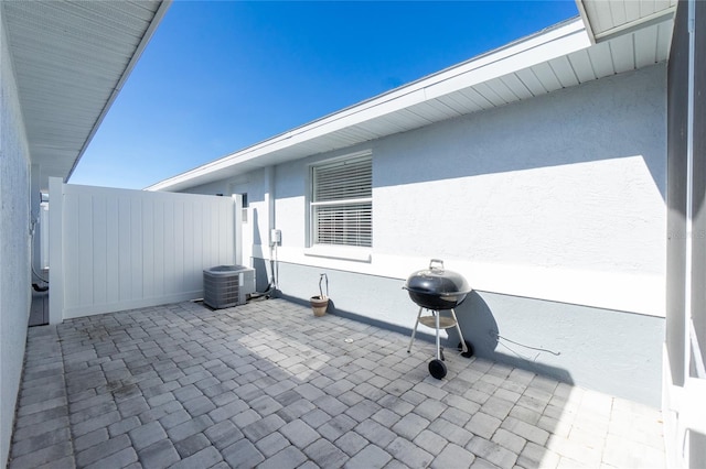 view of patio / terrace featuring central air condition unit