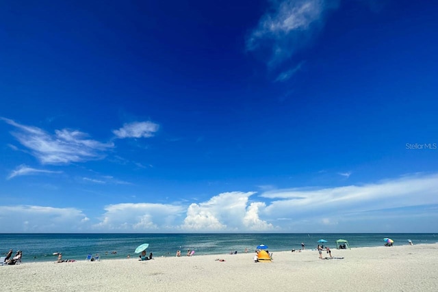 property view of water featuring a beach view