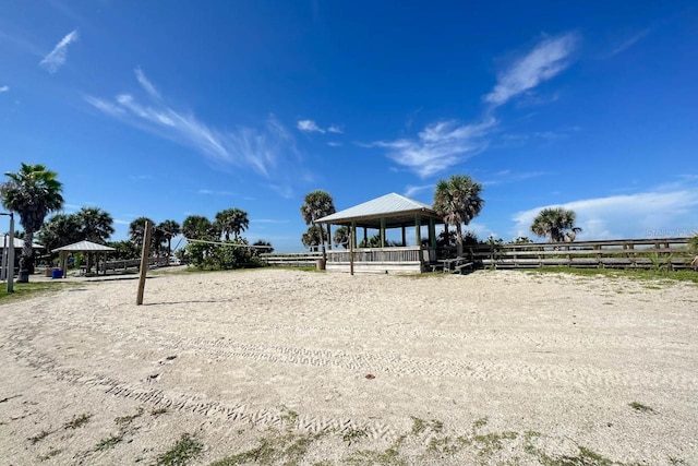 view of community featuring volleyball court and a gazebo