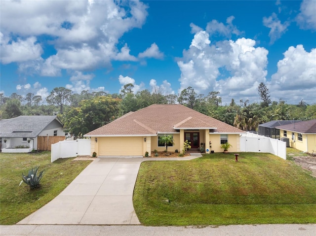 view of front of home featuring a garage and a front yard