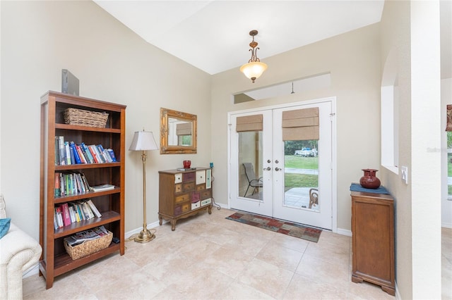 entrance foyer featuring french doors