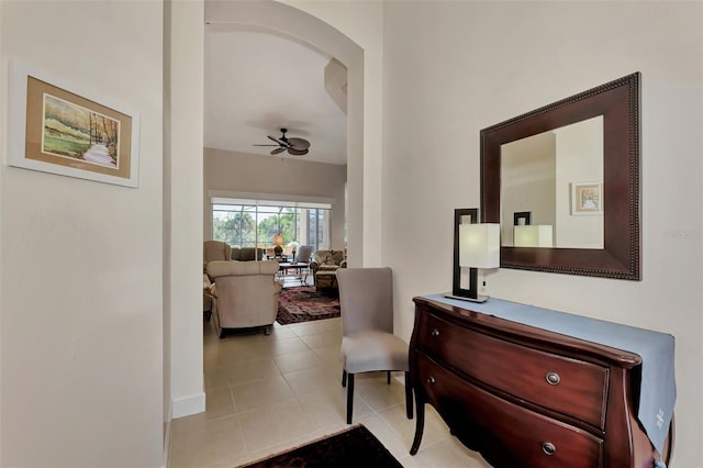 corridor featuring light tile patterned flooring