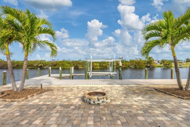 dock area featuring a water view