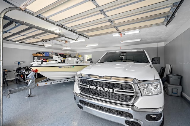 garage with a garage door opener