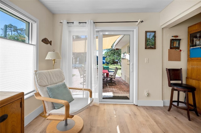 doorway to outside featuring light wood-type flooring