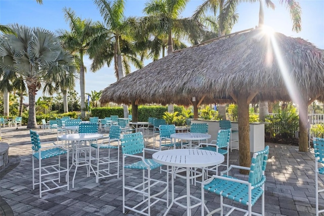 view of patio featuring a gazebo