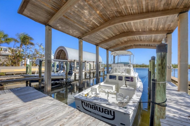 view of dock featuring a water view