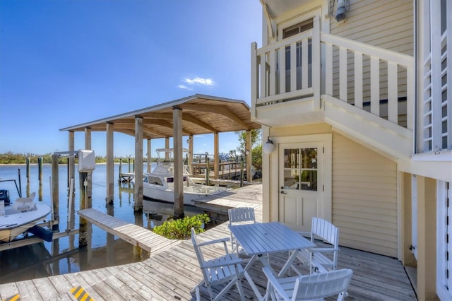 dock area featuring a water view