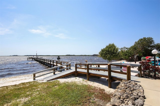 view of dock featuring a water view