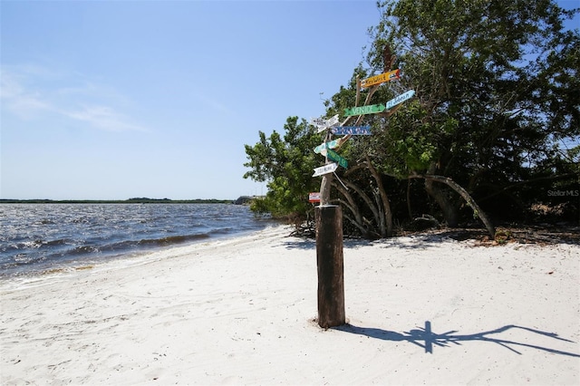 property view of water with a beach view